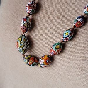Venetian Murano Moretti Millifiori Necklace 28" Vintage